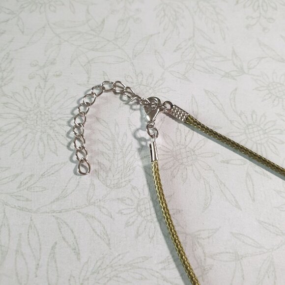 Leather Braided Chain Necklace Womens Fossilized Coral Pendant Adjustable Clasp - Picture 3 of 5